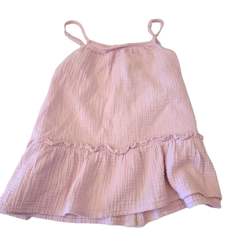 CAT & JACK Top Strappy Cotton Lavender Front Buttons Ruffle Girls sz L - Picture 3 of 6